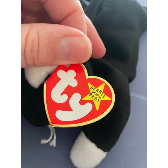 Zip beanie baby white paws 1993 pvc Europe Aurora tag - Picture 5 of 10